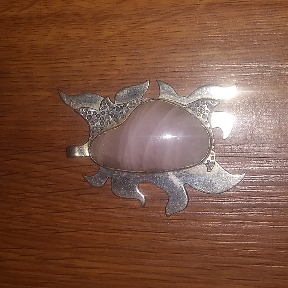 Silver Rose quartz pendent